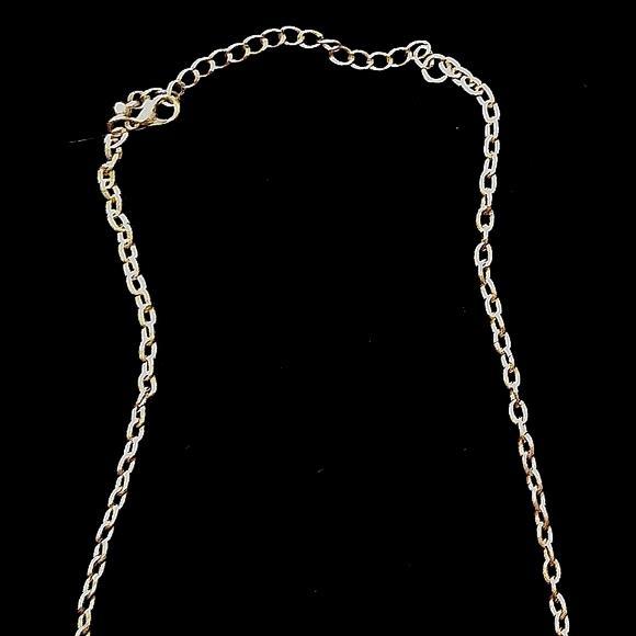 Silver Bib Necklace with Cream and Orange Gems - Picture 3 of 8